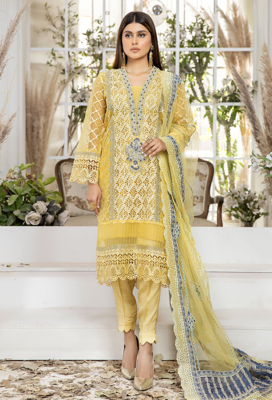 Adan Libas Luxor Gold Embroidered Oranza Pret 2022 Online Shopping