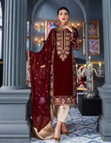 Emaan Adeel Deep mehroon MKH 5 Makhmal Luxury Velvet Edition 2021
