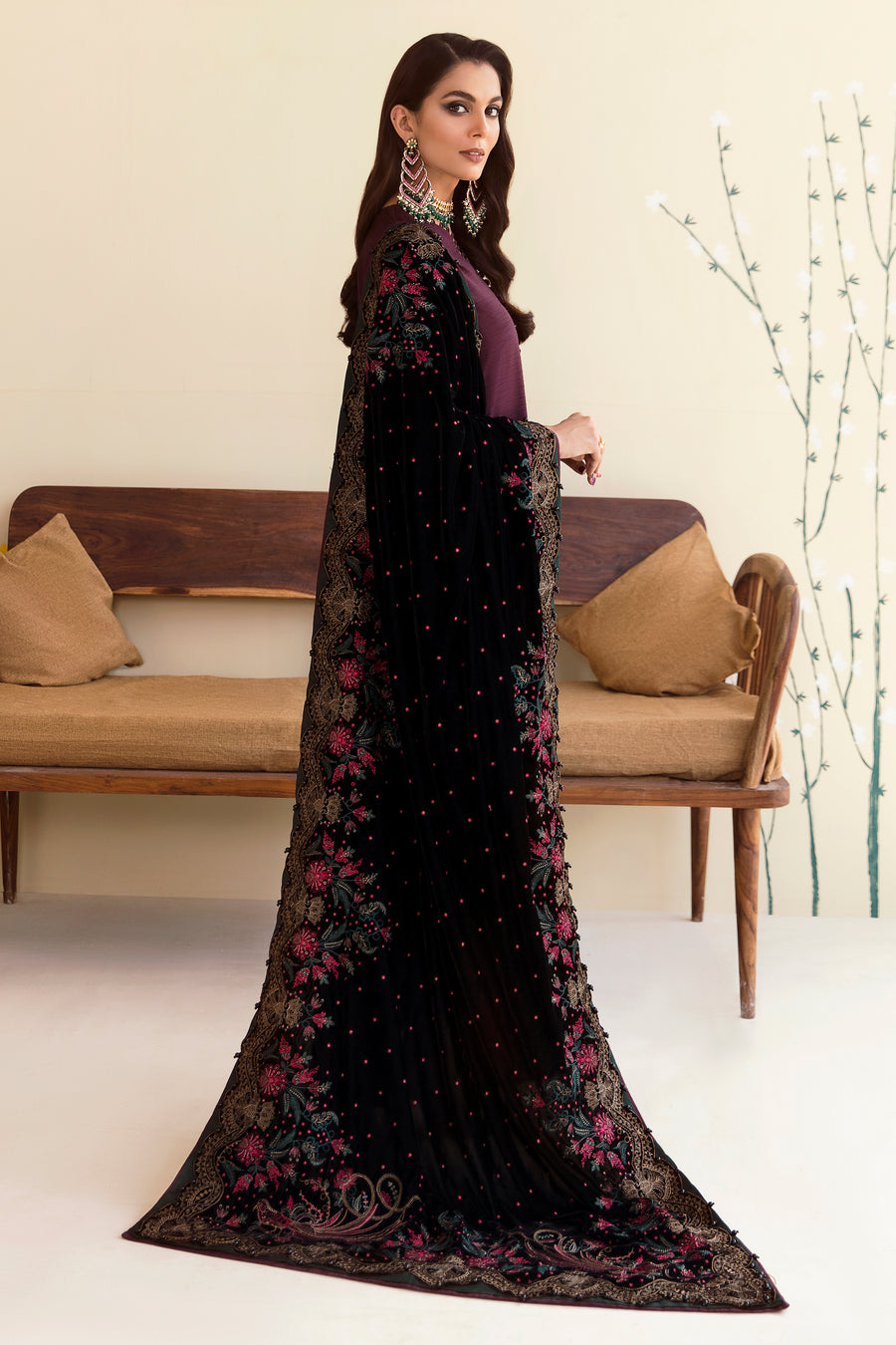 Jazmin Gulnaar Velvet Shawl Collection 2022 Online Shopping