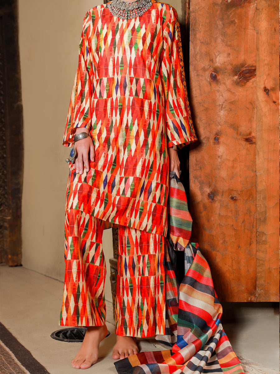 Almirah Orange ALP-3PS-1419 Festive Collection  2022 Online Shopping