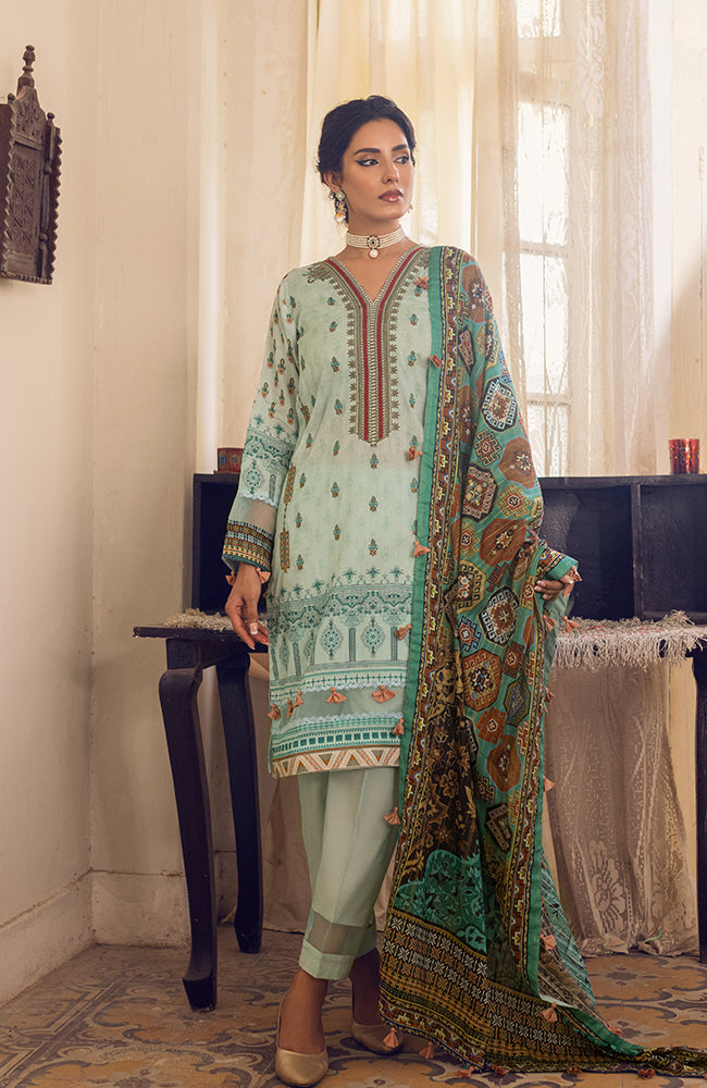 Alzohaib CCDE-22-01B Coco Digital Embroidered Lawn 2022 Online Shopping