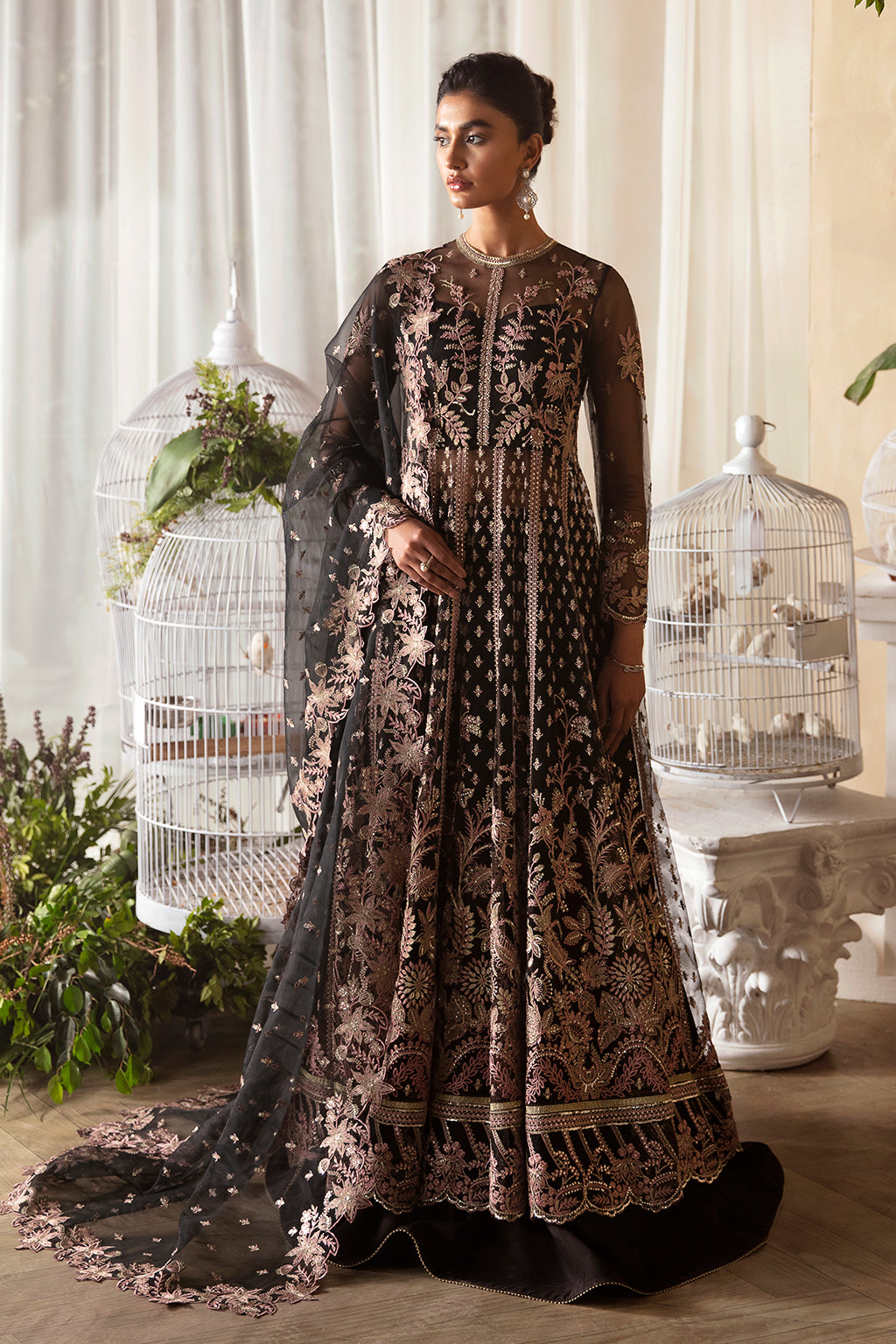 Afrozeh Kaya La Fuchsia Chiffon Collection Online Shopping
