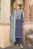 Cross Stitch Medieval Blue - 3 Piece Dastaab Khaddar Linen V2 2021