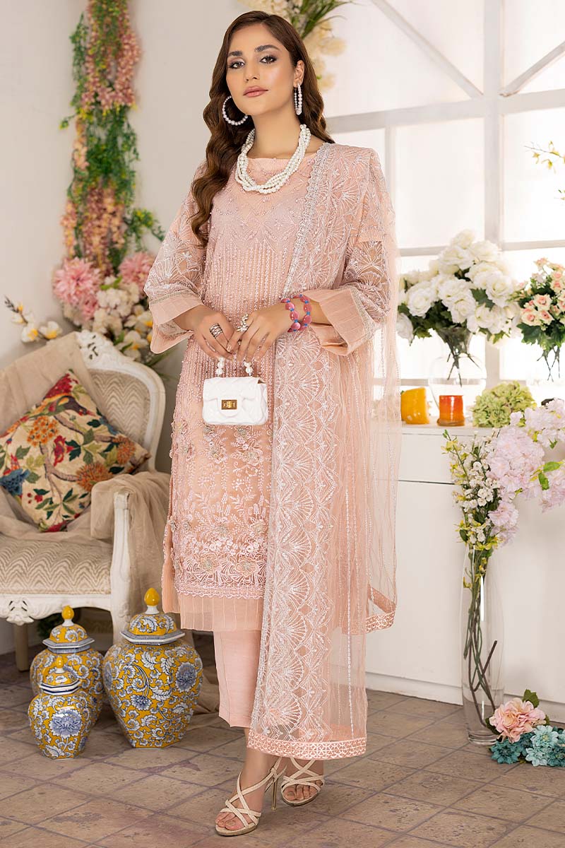 Adan Libas Rose Pink Camellia Chiffon Collection 2022 Online Shopping