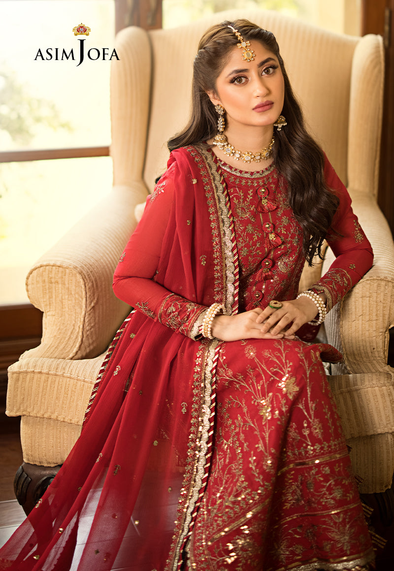 Asim Jofa Chanderi Cotton, Red Jhilmil Collection Online Shopping