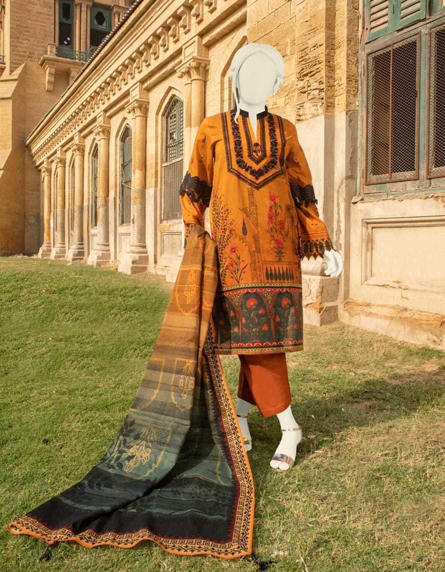 Junaid Jamshed JLAWN S-21-094-GOLD MEHRAB Spring Summer 2021