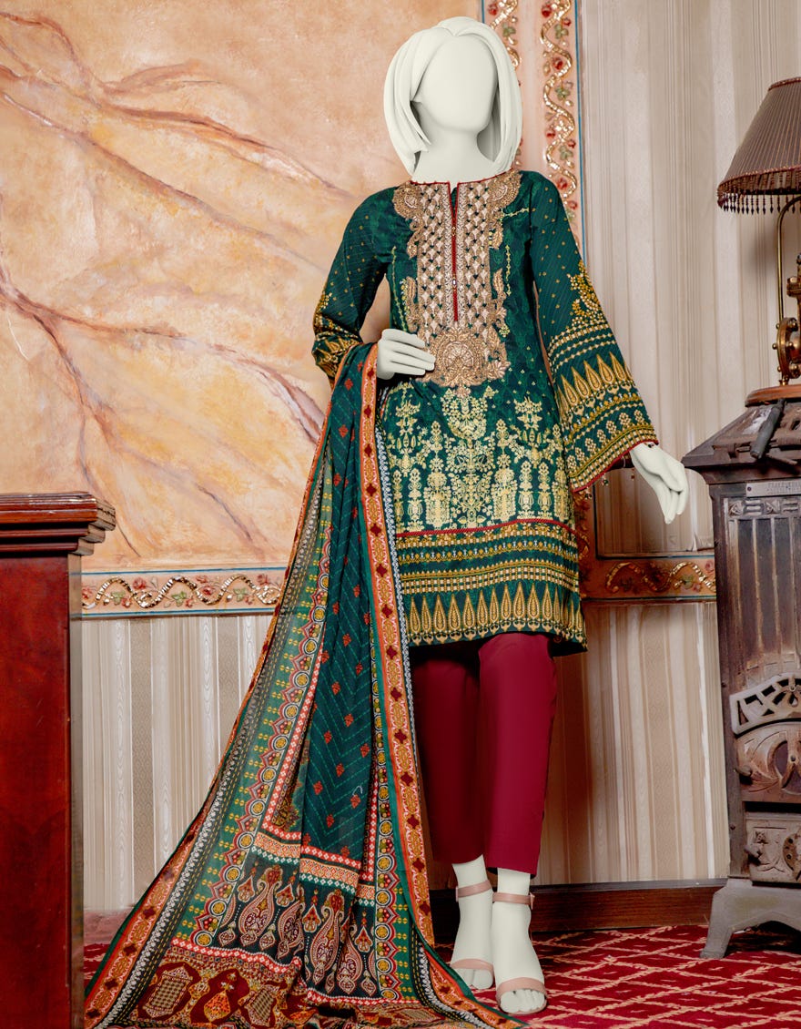 Junaid Jamshed JLAWN-S-21-222 Green Eid Collection 2021