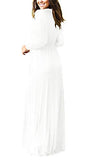 Women's Long Sleeve Loose Plain Empire Waist Maxi Dresses Casual Long Dresses with Pockets