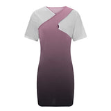 Summer Dress for Women V Neck Criss Cross Hollow Out Short Sleeve Tunic Dress Splicing Casual Slim Mini Dress Sundress | Original Brand