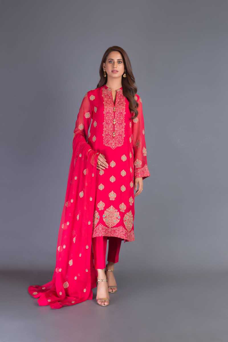 Bareeze Victorian Shadow Ch3252 Red Collection 2021