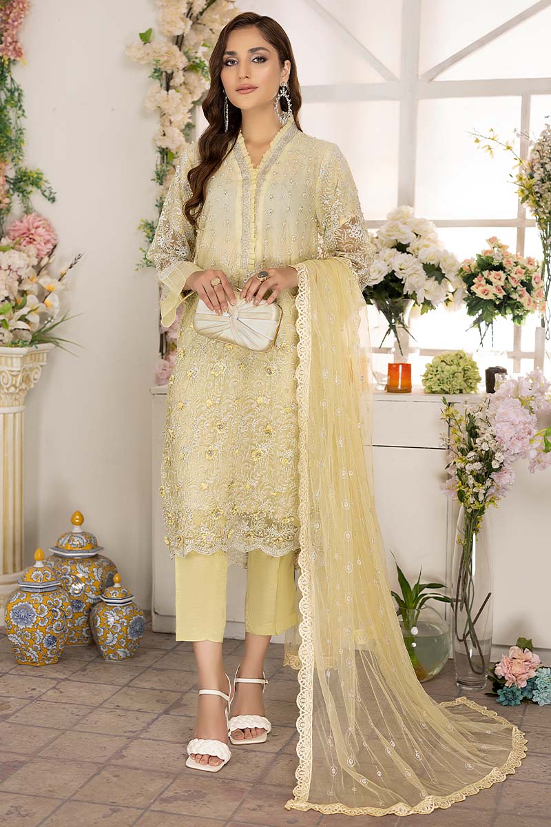 Adan Libas Lemon Camellia Chiffon Collection 2022 Online Shopping
