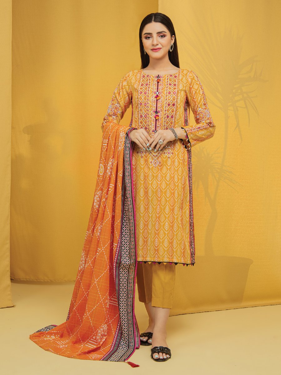 Edenrobe EWU22V1 23651 Orange Khayal Summer Lawn 2022 Online Shopping