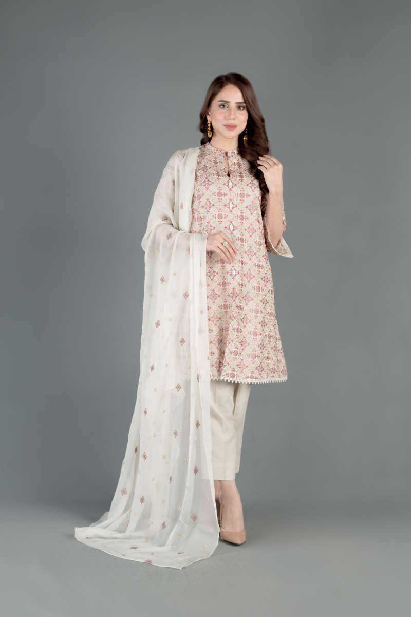 Bareeze Tribal Mosaic Ch3372 Off White Collection 2021