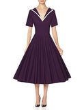 GownTown Women's 1950s Retro Vintage V-Neck Party Swing Dress