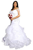 APXPF Women's Cap Sleeves Beaded Pleats Mermaid Wedding Dresses Organza Bridal Gown Plus Size