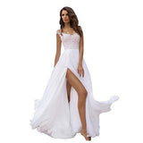 Chanyuhui Maxi Dress for Women, Women's Dresses Summer Solid Split Long Dress Short Sleeve Party Wedding Dress Sundress