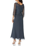 Women's Plus Size Long Beaded Dress with Cowl Neck