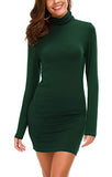 Women Bodycon Long Sleeve T-Shirt Dress Comfy Turtleneck Slim Fit Mini Dress