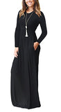 Women Long Sleeve Loose Plain Maxi Dresses Casual Long Dresses with Pockets