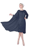 Newdeve Lace Mother of The Bride Dresses Tea Length Sheath 3/4 Sleeves with Chiffon Jacket