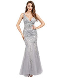 Ever-Pretty Women's Sexy V Neck Sleeveless Elegant Floor Length Long Mermaid Prom Evening Dresses 07886