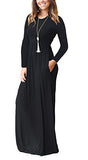 Women's Long Sleeve Loose Plain Long Maxi Casual Dresses with Pockets