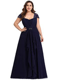 Ever-Pretty Women's Sweetheart Lace Cap Sleeve Floor Length A Line Empire Chiffon Plus Size Evening Dresses 07986