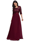Ever-Pretty Women's Elegant 3/4 Sleeves Sequin Empire Waist A Line Chiffon Evening Dresses 00683