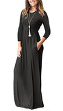 Women's Casual Maxi Dress Long Sleeve Long Dresses with Pockets and Sleeves for Ladies