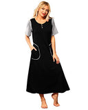 LVCBL Women's Nightgown Soft Short Sleeve Nightdress Long Sleepwear Nightdress with Pockets Casual Wear