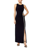 MSK Women's Long Cocktail Dress with Slit and Rhinestone Trim