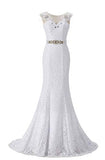SIQINZHENG Women's Mermaid Lace Up Wedding Dress White Bridal Gowns