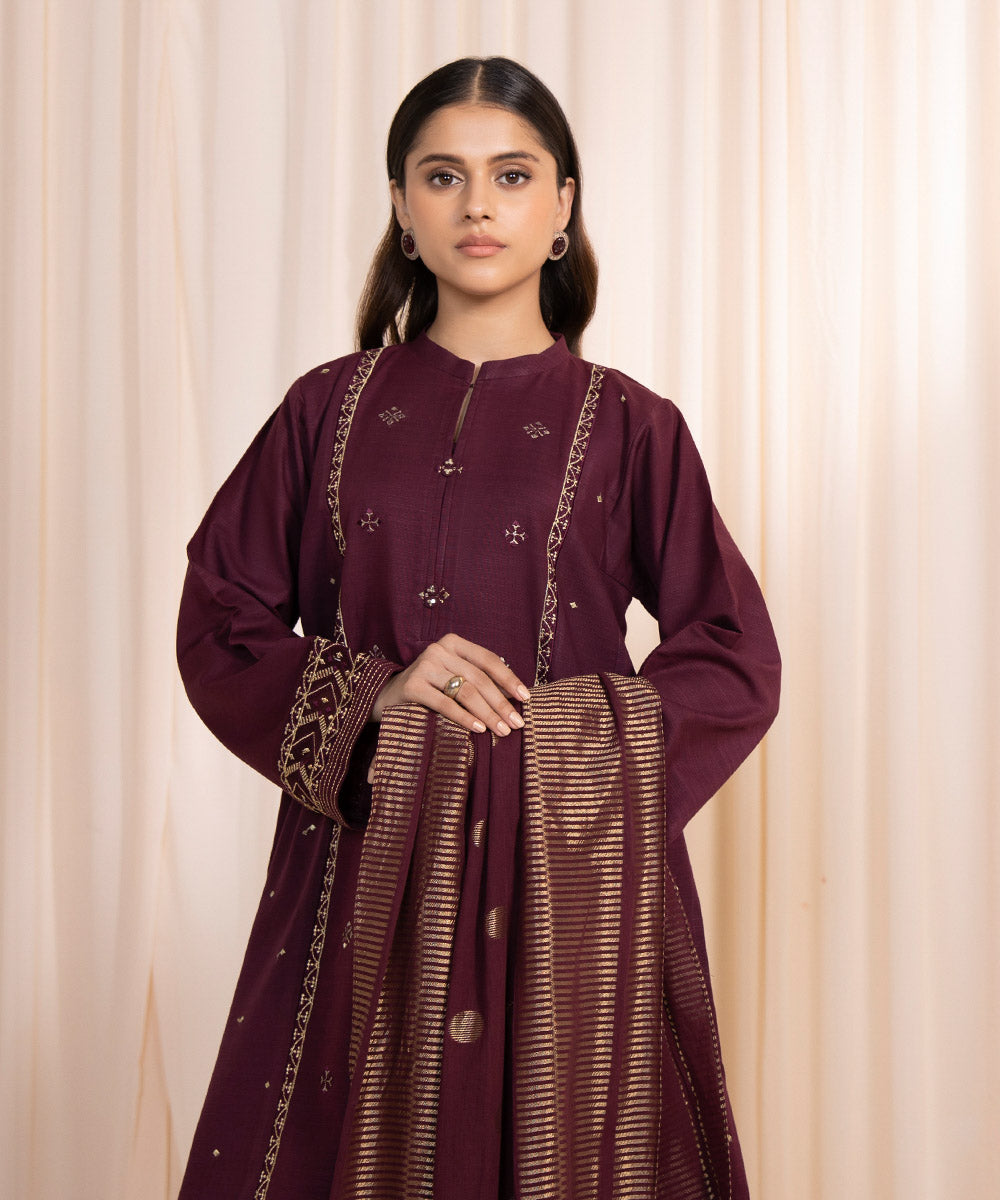 Sapphire U3PE-ST23V10-12 - 3 Piece - Embroidered Khaddar Suit Festive 2 Collection Online Shopping