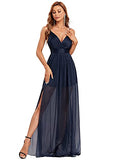 Ever-Pretty Women's Floor-Length V Neck Spaghetti Straps Side Slit Sparkle Evening Dress 90068