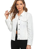 PEIQI Classic Jean Jackets for Women Basic Long Sleeve Button Downs Ripped Denim Jackets