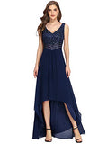 Ever-Pretty Women's Hi-Low Elegant Empire Waist V Neck Sleeveless Chiffon and Sequin Ball Evening Gowns 00410