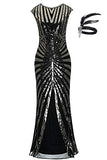 Women 1920s Gatsby Flapper Dresses Sequin Mermaid Formal Long Evening Gown Dress GA25