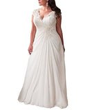 yipeisha Women's Wedding Dresses Applique Chiffon Beading V-Neck Elegant Plus Size Beach Bridal Dresses