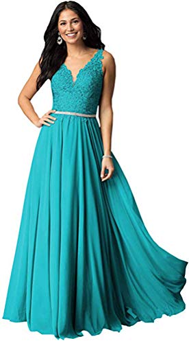 V-neck Chiffon and Lace Long Boho Dresses Clover