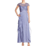 Adrianna Papell Women's Petite Chiffon Flutter Gown with Lace Bodice
