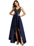 Ever-Pretty Women's V Neck Elegant A Line Hi-Low Empire Waist Satin Skirt Long Prom Dresses with Sequin 00667