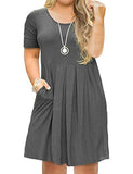 Women's Plus Size Short Sleeve Dress Casual Pleated Swing Dresses with Pockets