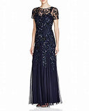 Adrianna Papell Women's Petite Floral Beaded Godet Gown