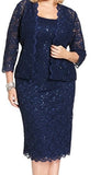 Alex Evenings Women's Plus Size Tea Length Lace and Jacket Dress