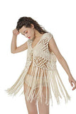 Acemi Sleeveless Crochet Long Tassels Fringe Vest 70s Cover up Hippie Clothes for Women Free Size