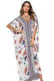 PHLCEhot Women Long Tunic Dress Kaftan Maxi Dress Batwing 3/4 Sleeve Plus Size Summer Dress
