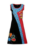 Sleeveless Multicolored Dress with Colorful Patches and Embroidery
