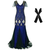 Women Evening Dress 1920s Flapper Cocktail Mermaid Plus Size Formal Gown with Long Gloves