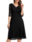 JASAMBAC Cocktail Dress for Women Vintage Wedding Guest Lace Midi Dress Party