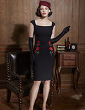 Women's 50s Retro Vintage Square Neck Dress Embroidery Midi Cocktail Party Dress Wedding Guest Formal Dress
